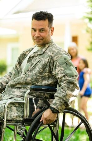 Military veteran in a wheelchair