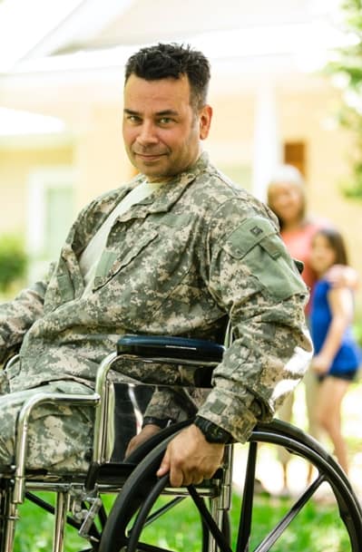 Military veteran in a wheelchair